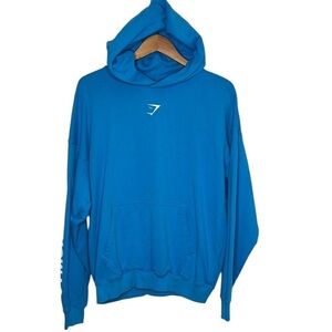 Gymshark Light Blue Spellout Hoodie Oversized Women Size S